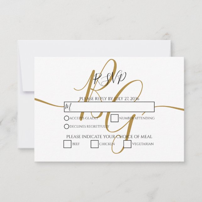 Sencillas y elegantes tarjetas RSVP de Boda de Ini (Anverso)