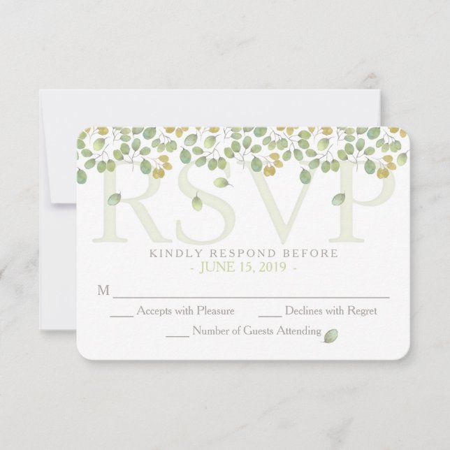 Sencillez de hoja verde RSVP 3.5x5 Tarjeta de gabi (Anverso)