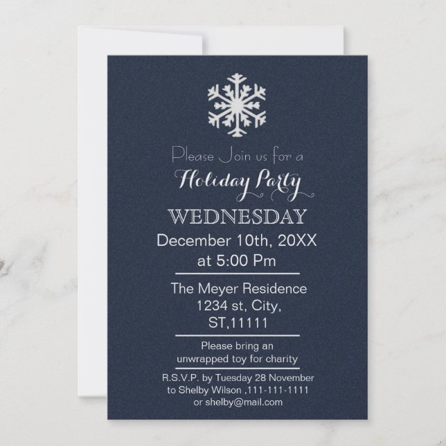 Sencillez Elegancia Invitación de fiesta navideña  (Anverso)