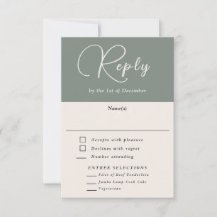 Sencillez moderna Sage Sage simple RSVP con comida