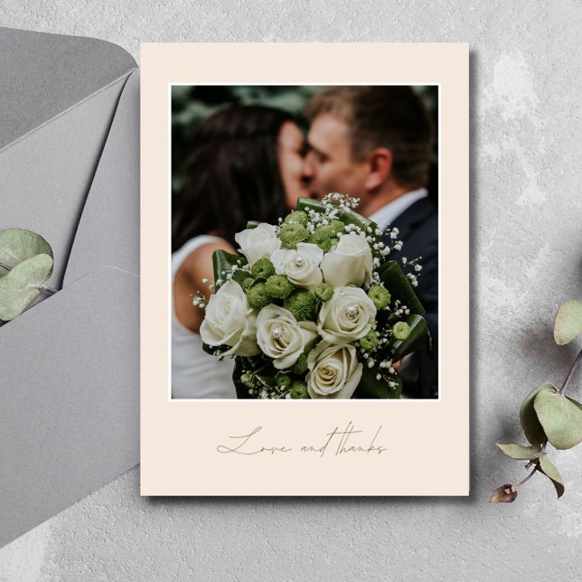 Sencillo Agradecimiento de Amor Foto Boda Gracias (Simple Love Thanks Photo Wedding Thank You Card)