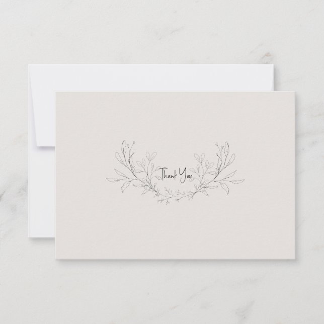 Sencillo agradecimiento de boda elegante de follaj (Anverso)