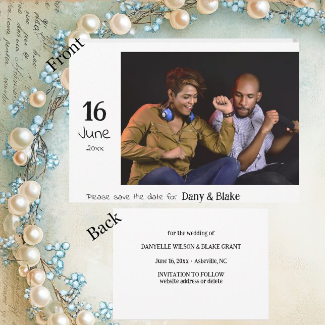 Sencillo Anuncio de Boda con Foto "Save The Date" (Subido por el creador)