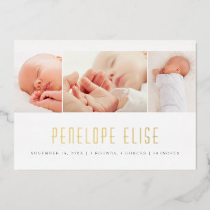 Sencillo anuncio de nacimiento de bebé con collage