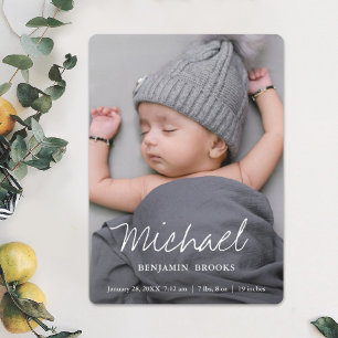Sencillo anuncio de nacimiento de niño o niña con 
