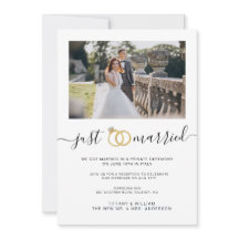 Sencillo anuncio de recién casados con foto de par