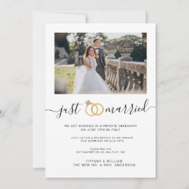 Sencillo anuncio de recién casados con foto de par