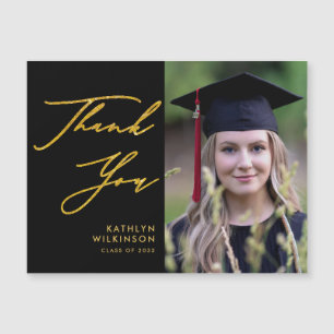 Sencillo Black Elegant Gold Script GRAD Gracias