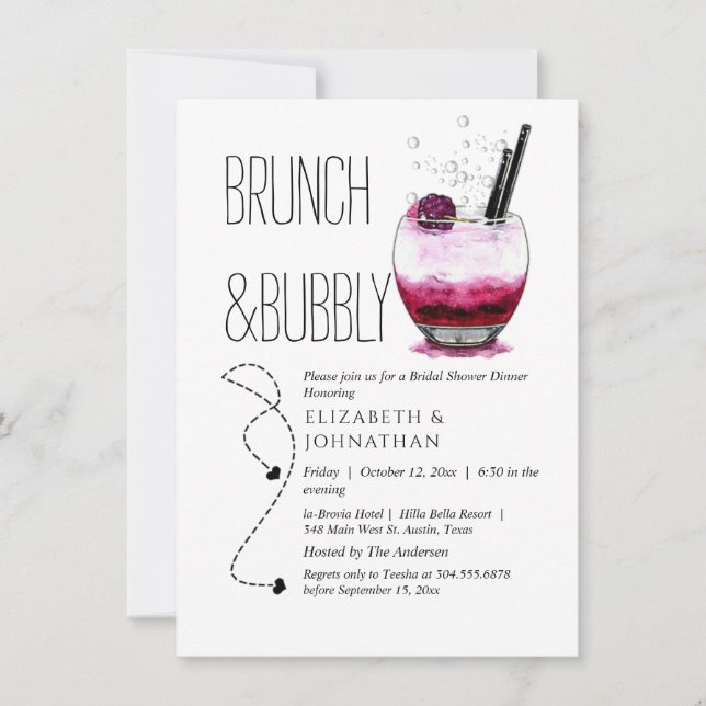 Sencillo Brunch Y Bubbly Cocktail Invitación (Anverso)