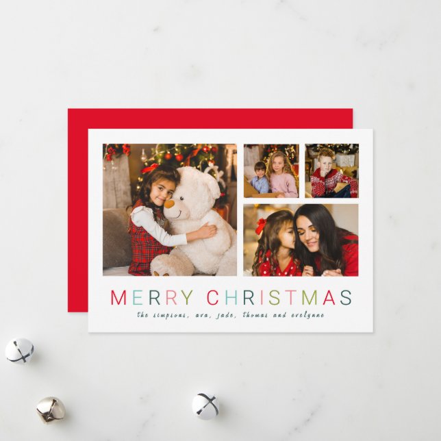 Sencillo collage de fotos 4 Feliz Navidad colorido (Anverso/Reverso In Situ)