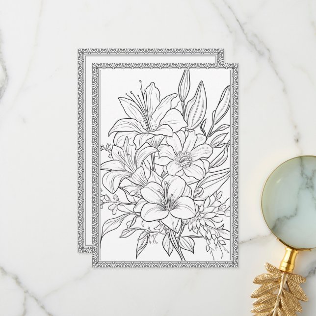 Sencillo color floral elegante Su propia tarjeta d (Anverso/Reverso In Situ)