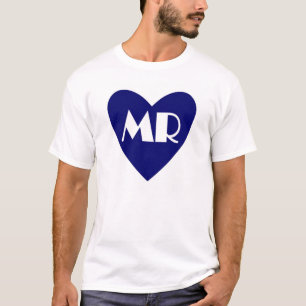 Sencillo corazón azul Sr. camisa de matrimonio