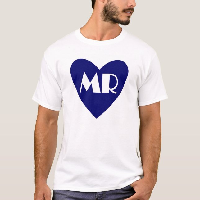 Sencillo corazón azul Sr. camisa de matrimonio (Anverso)
