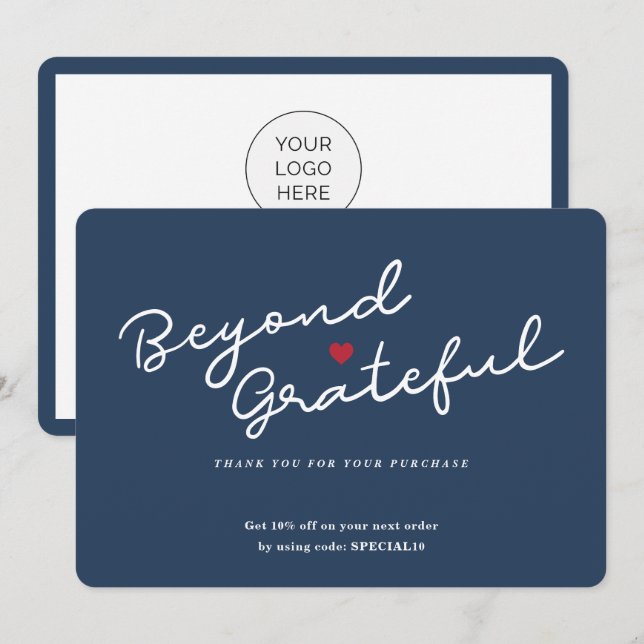 Sencillo Corazón Moderno - Tarjeta de agradecimien (Anverso / Reverso)