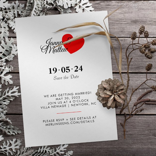 Sencillo Corazón Rojo El Boda De La Invitación | F (Subido por el creador)