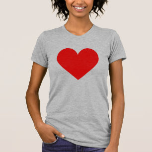 Sencillo Corazón Rojo Moderno Amor Camiseta Gris