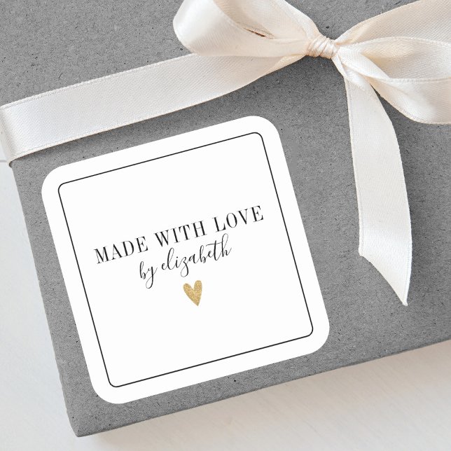 Sencillo Elegante Hecho Con Etiqueta De Amor (An elegant made with love sticker for decorating your homemade and handmade gifts.)