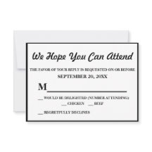 Sencillo elegante matrimonio negro RSVP