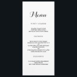 Sencillo elegante | Menú Boda moderno<br><div class="desc">Carta de bodas sencilla pero elegante, con platos, entradas y postres a disposición de los clientes. Este diseño presenta una fuente de script elegante para el título y una fuente sans-serif simple y clara para el texto del cuerpo. Los colores mostrados son un gris oscuro sutil. Estos, junto con los...</div>