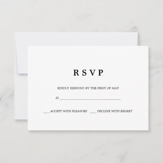 Sencillo elegante | Tarjeta RSVP de boda clásica (Anverso)