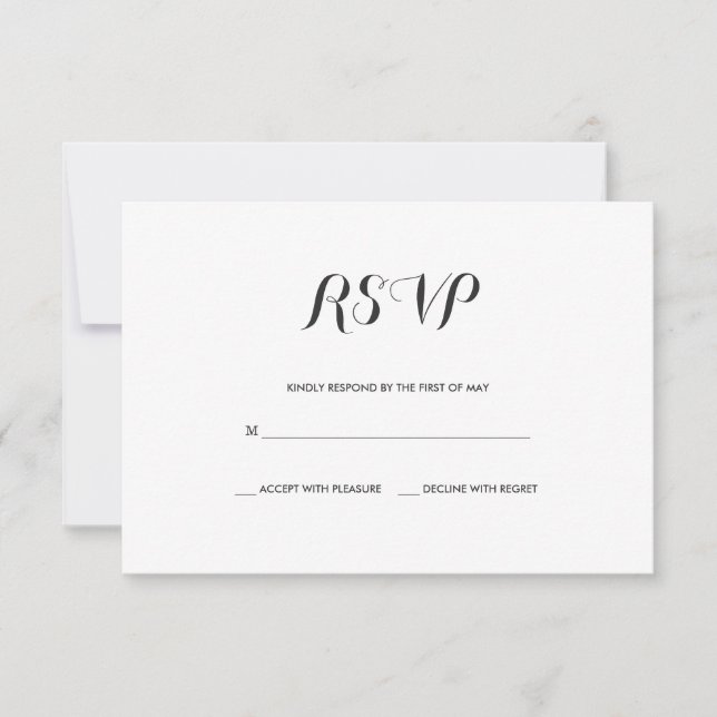 Sencillo elegante | Tarjeta RSVP de boda moderna (Anverso)