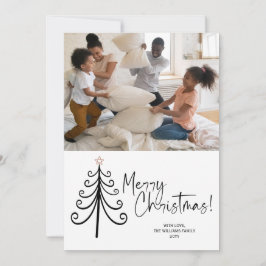 Sencillo foto blanca negra árbol de navidad