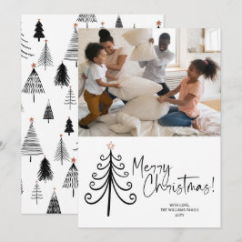 Sencillo foto blanca negra árbol de navidad