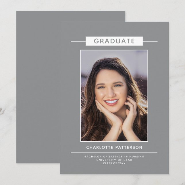 Sencillo guión moderno foto gris azul (Anverso / Reverso)