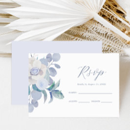 Sencillo matrimonio floral azul turbio RSVP