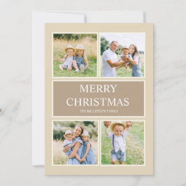 Sencillo Moderno Feliz Navidad 4 Fotos Familiares 