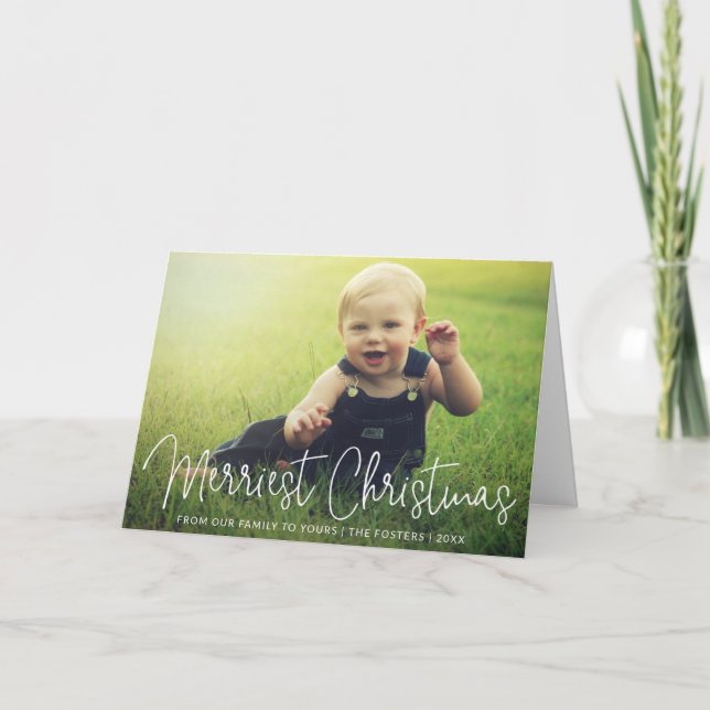 Sencillo Navidad elegante con foto de guión bajo (Anverso)
