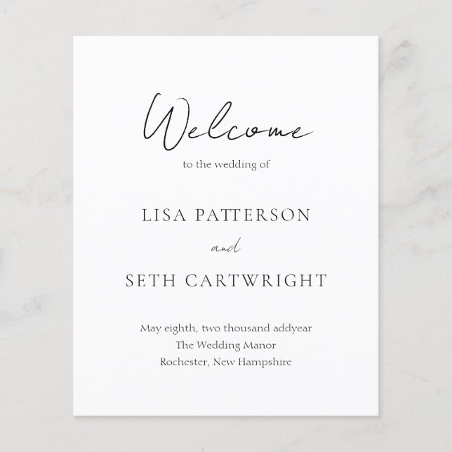 Sencillo Programa Clásico de Boda Presupuestaria (Frente)