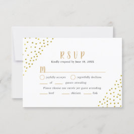 Sencillo RSVP de boda con confeti de oro falso + e