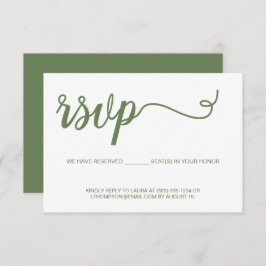 Sencillo RSVP de escritura verde moderna sin corre