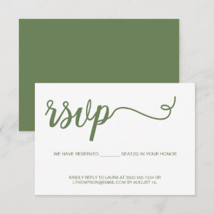 Sencillo RSVP de escritura verde moderna sin corre