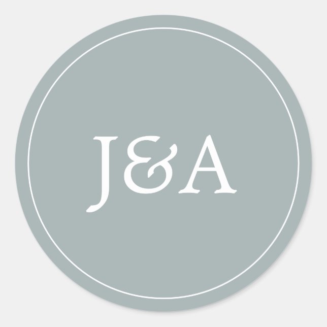 Sencillo Sello para sobres azul turbio monograma e (Anverso)