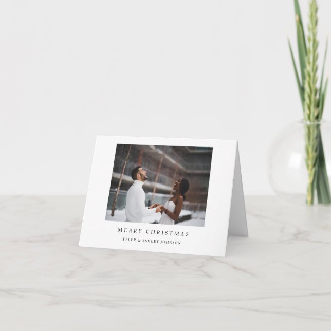 Sencillo texto elegante y fotos Feliz Navidad (Anverso)