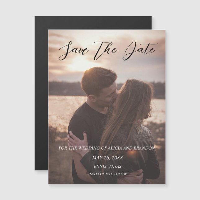 Sencillo y elegante Boda fotográfico Imán de escri (Anverso/Reverso)