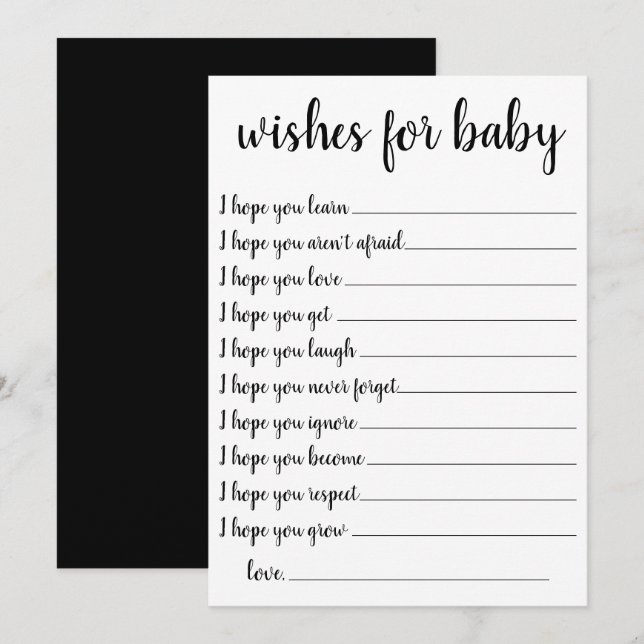 Sencillos deseos de MInimal | Tarjeta Keepsake mod (Anverso / Reverso)