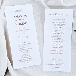 Sencillos programas de bodas elegantes y marrones