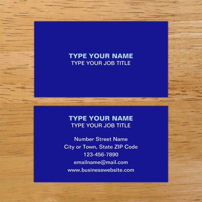 Sencillos textos planos Diseño Tarjeta de llamada  (Plain texts design blue calling card.)
