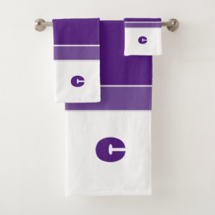 Sencillos tonos morados monograma toalla de baño