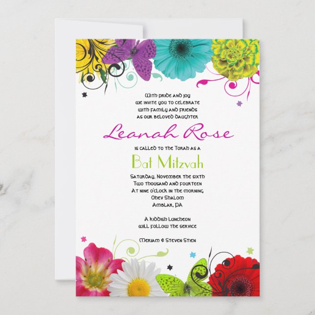SENCIONES DULCES Invitación Bat Mitzvah (Anverso)