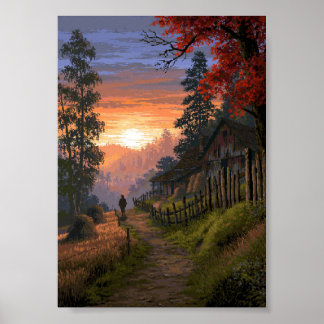 Sendero Campestre de Arte de Píxel Retro