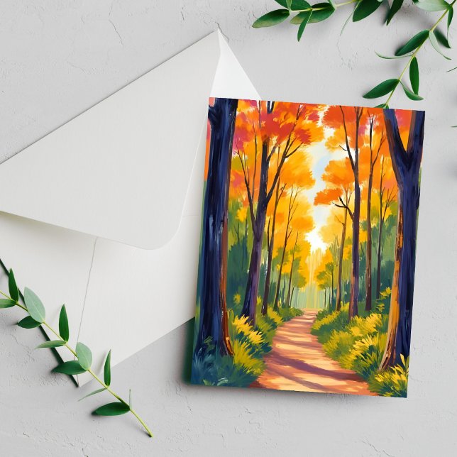 Sendero de Bosque Otoñal | Tarjeta de Acuarela de  (Subido por el creador)