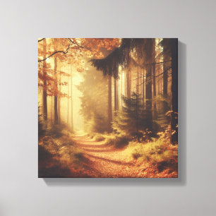 Sendero del Bosque Dorado – Arte en Lienzo de Natu
