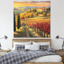 Sendero Dorado del Viñedo – Tuscana en Lienzo Prem
