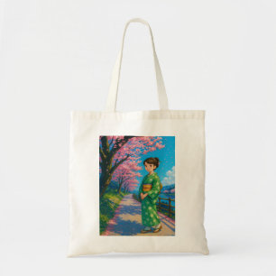 Sendero Sakura - Bolsa Tote, Chica de Kimono