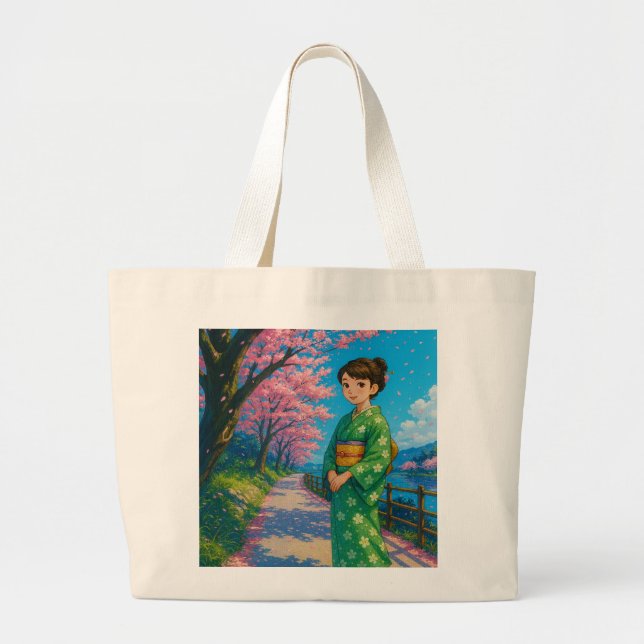 Sendero Sakura - Bolsa Tote, Chica de Kimono (Frente)