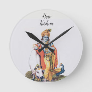 Señor simple personalizado Krishna con reloj redon